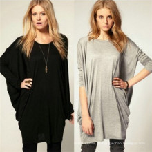 Frauen Sommer Lange Tops Lose Freizeit Batwing T-Shirts